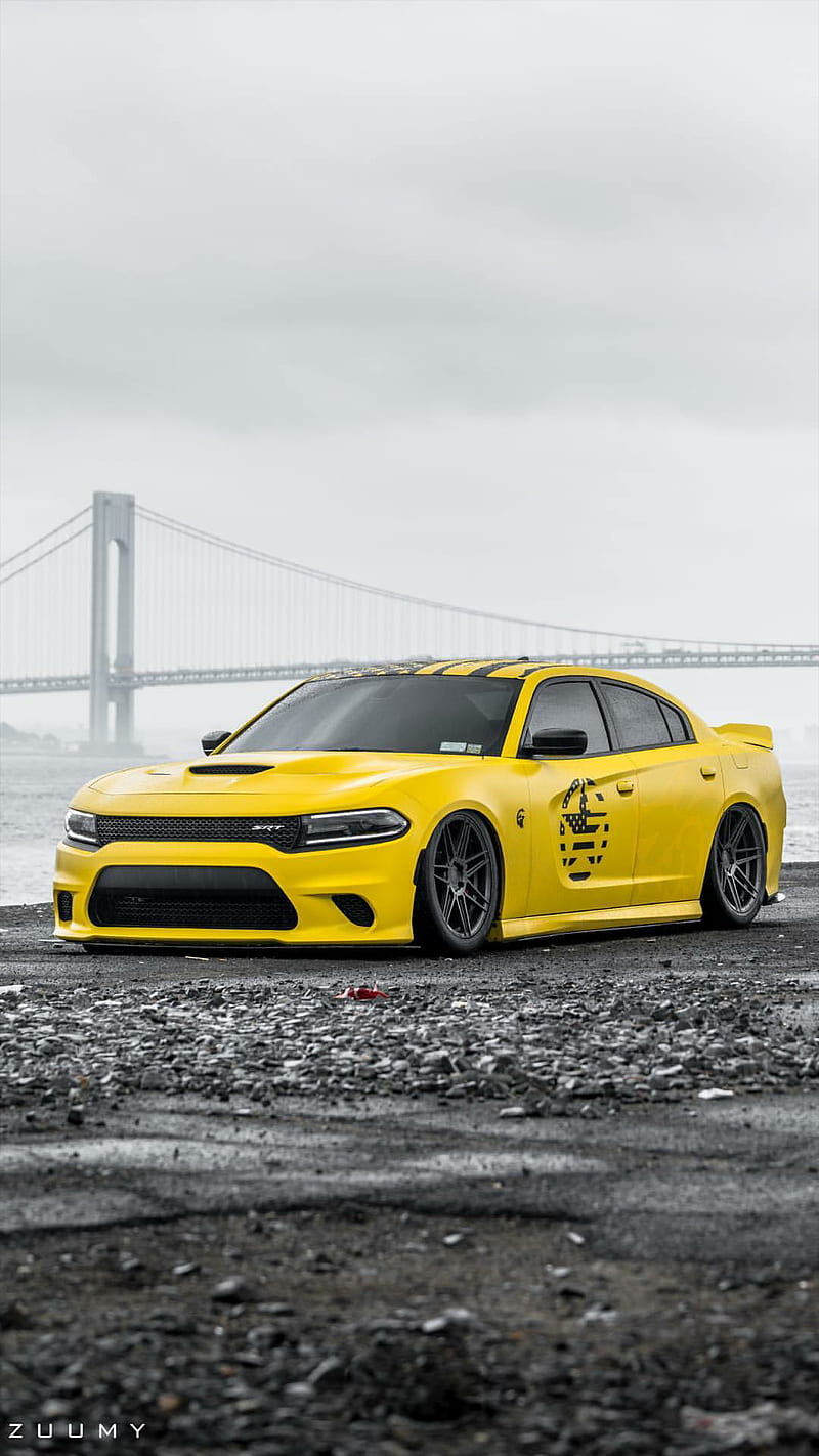 Charger Scatpack, dodge, yellow, car, supercar, sports, america, new, muscle, HD phone wallpaper