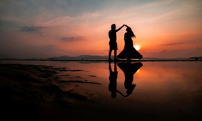 Couples, cloud, love, sky, lover, sunset, sweet, cute, boy and girl, HD wallpaper