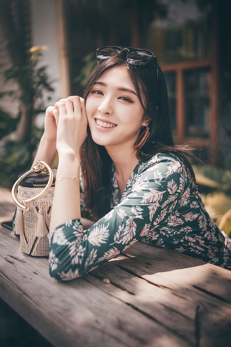 Asian, women, women outdoors, model, smiling, HD phone wallpaper