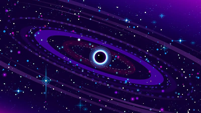 Stars, Space, Sci Fi, Black Hole, Minimalist, Kurzgesagt, HD wallpaper