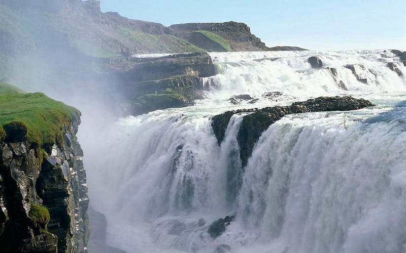 Golden Falls, Iceland, waterfall, nature, river, fun, HD wallpaper