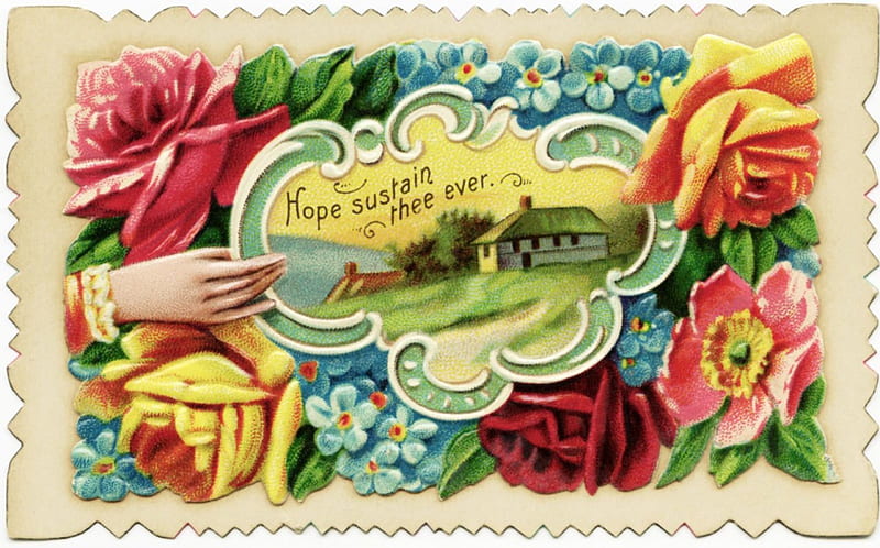 Victorian Calling Card ~ Hope Sustain Thee, Card, Victorian, Vintage, Hope, HD wallpaper