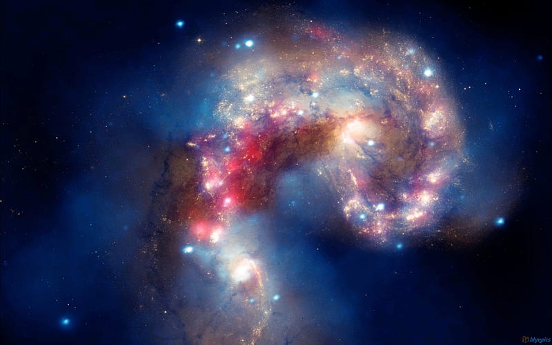 Antennae Galaxies, stars, nebula, space, clouds, galaxies, HD wallpaper