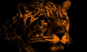 Neon orange Lion, leopard, orange, fractal, neon, face, HD wallpaper |  Peakpx