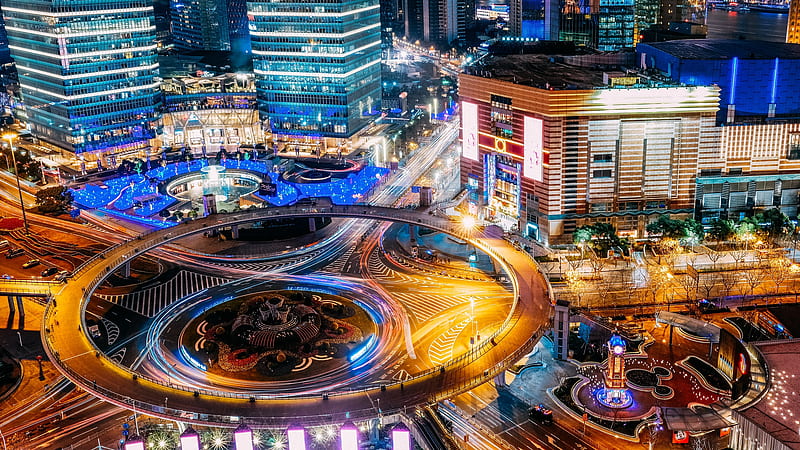 graphy, Time-lapse, Building, China, Highway, Light, Night, Shanghai, Time-Lapse, HD wallpaper