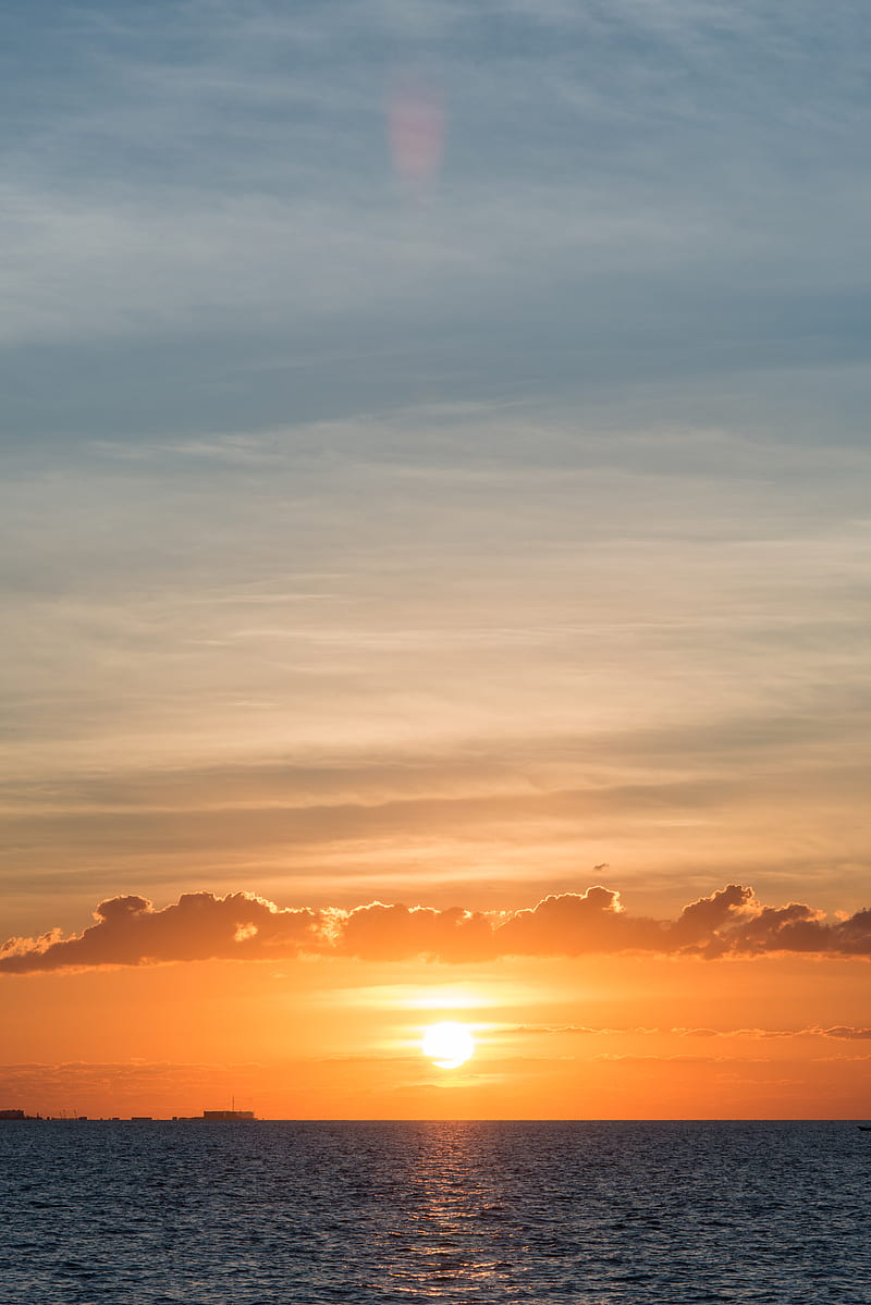 sunset, sun, horizon, glare, sky, HD phone wallpaper
