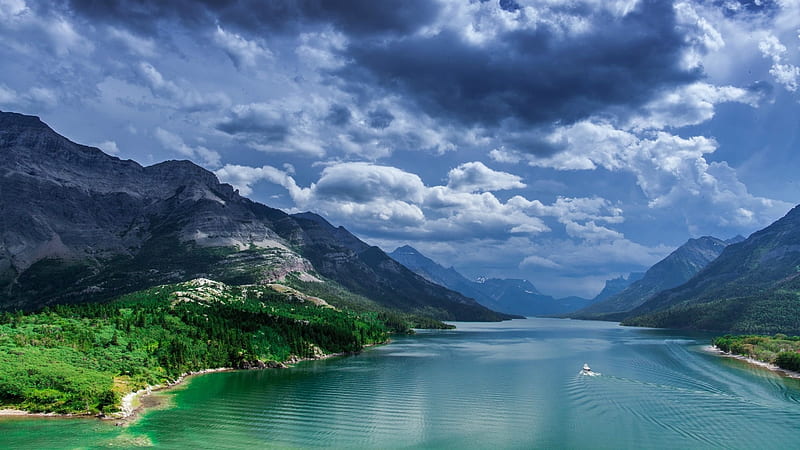 Waterton Lakes National Park in Canada, Clouds, Canada, Sky, Mountain, Lakes, National, Park, Waterton, HD wallpaper