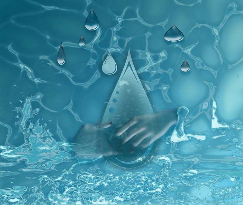 Saving Water Drops, nature, water, drops, blue, HD wallpaper