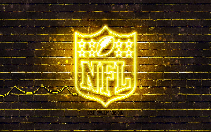 NFL yellow logo yellow brickwall, National Football League, NFL logo, american football league, NFL neon logo, NFL, HD wallpaper