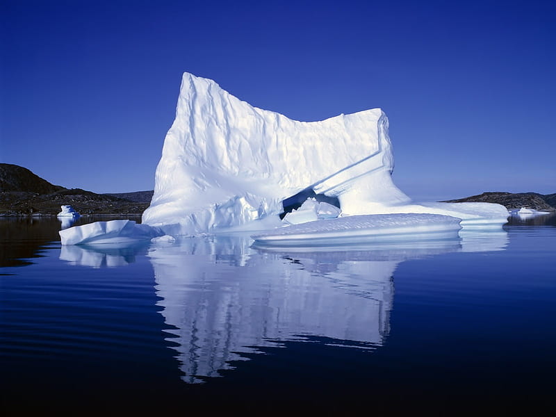 iceberg reflection-beautiful winter landscape, HD wallpaper