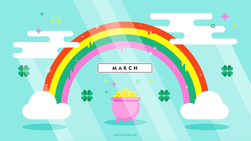 March, pattern, haley fischer, texture, pot, rainbow, paper, blue, HD wallpaper