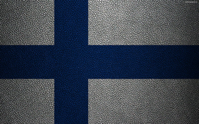 Flag of Finland leather texture, Finnish flag, Europe, flags of Europe, Finland, HD wallpaper