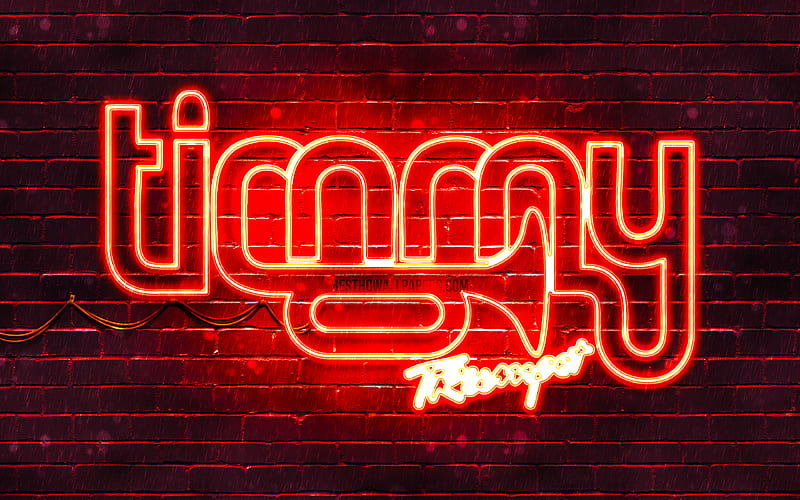 Timmy Trumpet red logo superstars, australian DJs, red brickwall, Timmy Trumpet logo, Timothy Jude Smith, Timmy Trumpet, music stars, Timmy Trumpet neon logo, HD wallpaper