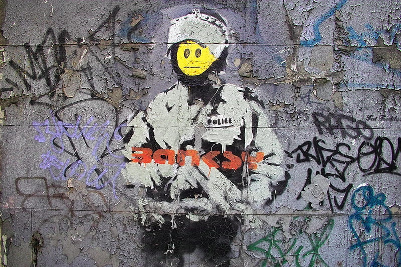 Banksy Smile, art, banksy, stencil, graffiti, HD wallpaper