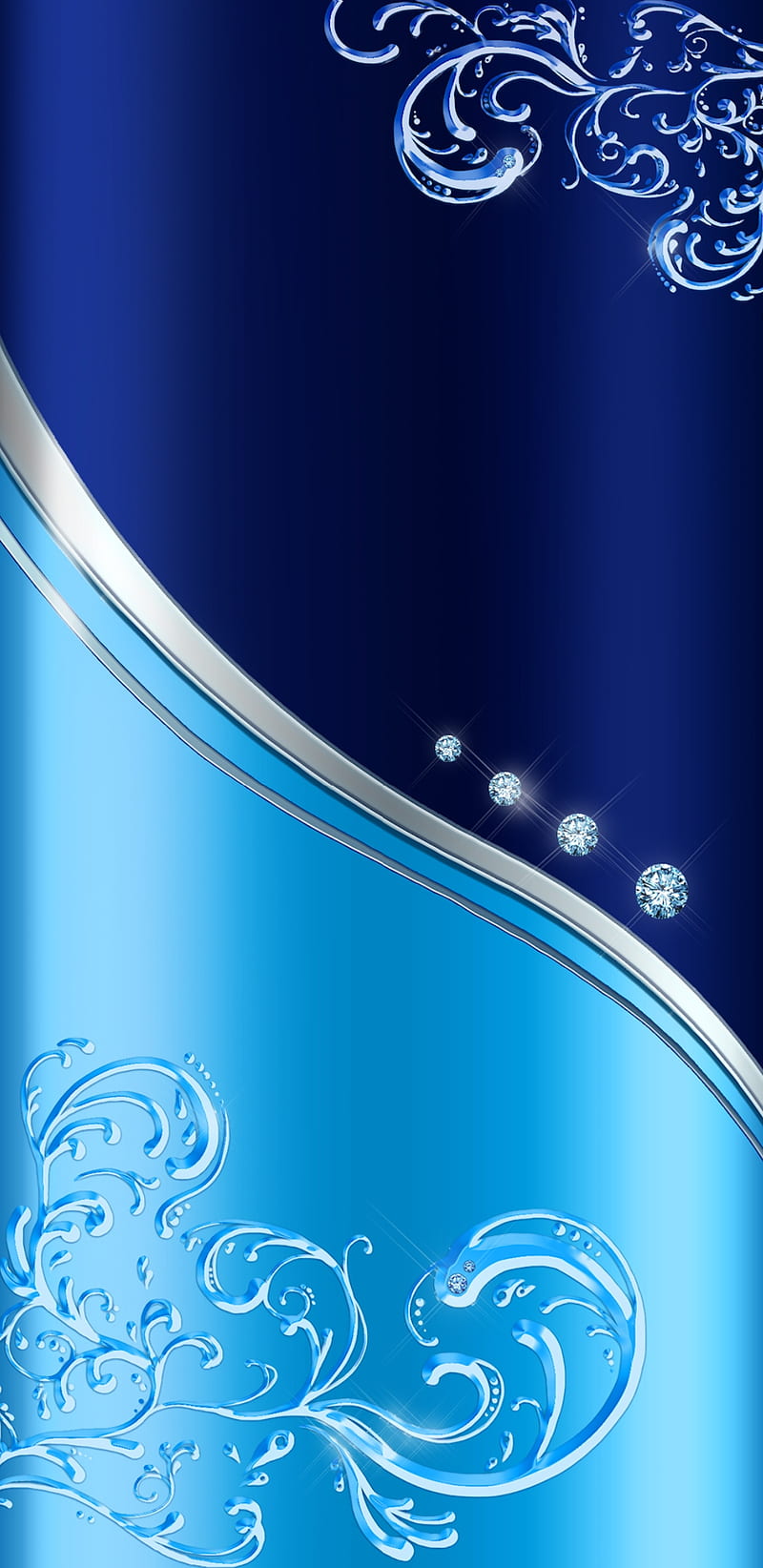 Blue Swirls, blue, diamonds, girly, pretty, sparkle, swirls, HD phone wallpaper