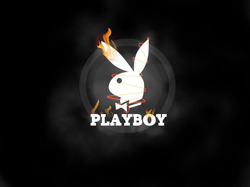 Flaming Playboy, playboy, fire, bunny, HD wallpaper