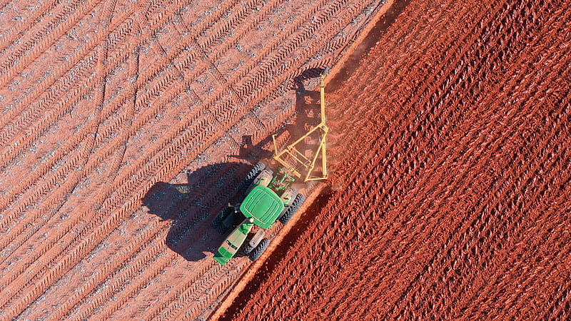 Plowing , johndeere, agriculture, field, dirt, case, tractor, drone, HD wallpaper