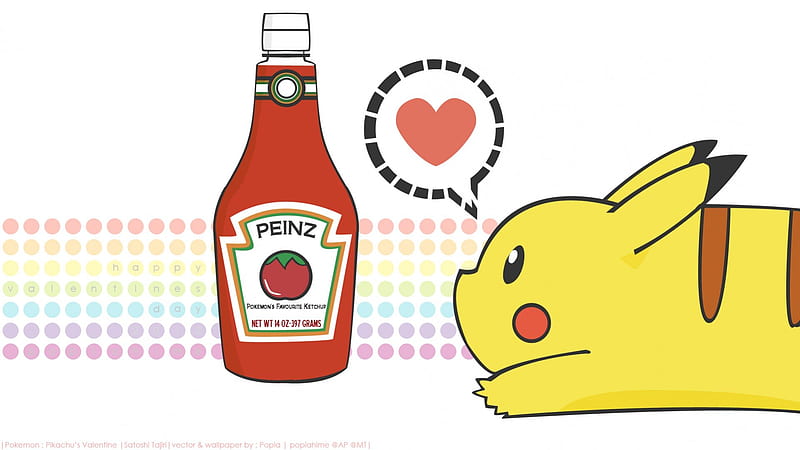 Pikachu and Ketchup, ketchup, happy, pikachu, love, HD wallpaper