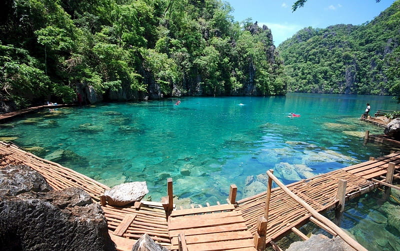 Coron Island Blue Lagoon, islands, exotic, china, ocean, filipino, lake, philippines, sea, lagoon, paradise, coron, island, tropical, blue, HD wallpaper