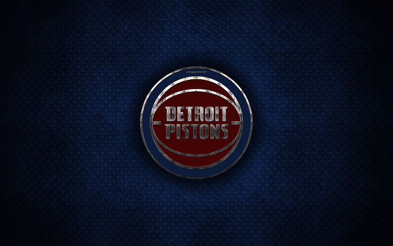 Detroit Pistons American Basketball Club, metal logo, creative art, NBA, emblem, blue metal background, Detroit, Michigan, USA, basketball, National Basketball Association, Eastern Conference, HD wallpaper