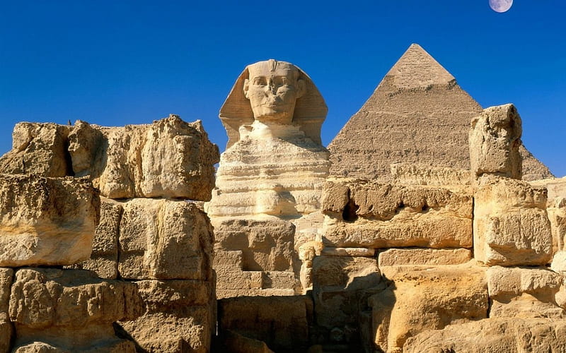 Ancient Egypt, pyramids, sphinx, ancient, egypt, HD wallpaper