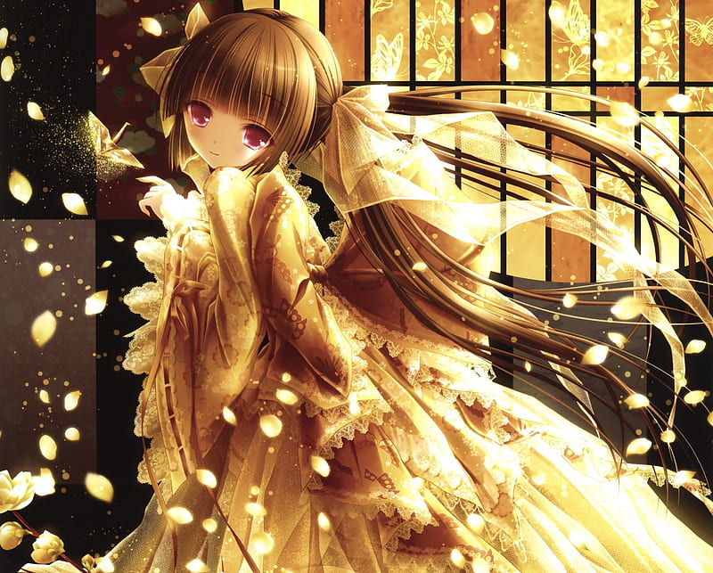 The Image Is Of A Girl With Golden Eyes Background, Beautiful