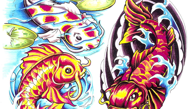 Artistic Fish Tattoo Trippy, HD wallpaper