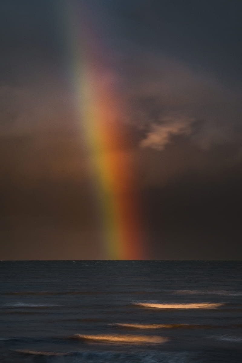 rainbow on the sky above the sea, HD phone wallpaper