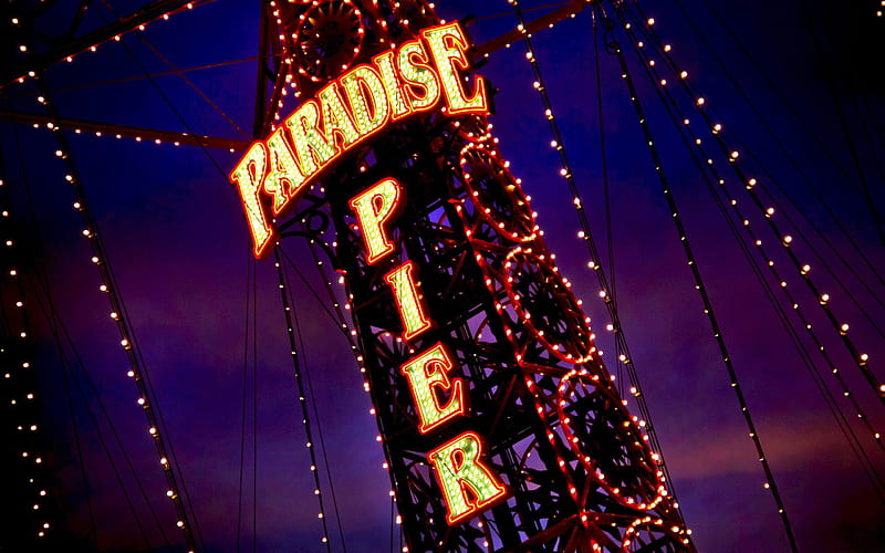 paradise pier-city graphy, HD wallpaper