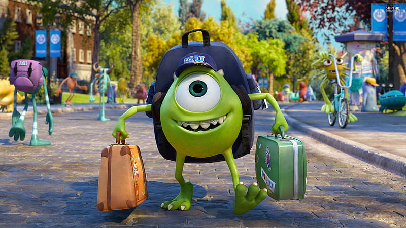 Mike In Monsters University, pixar, disney, movies, monsters-university, animated-movies, HD wallpaper