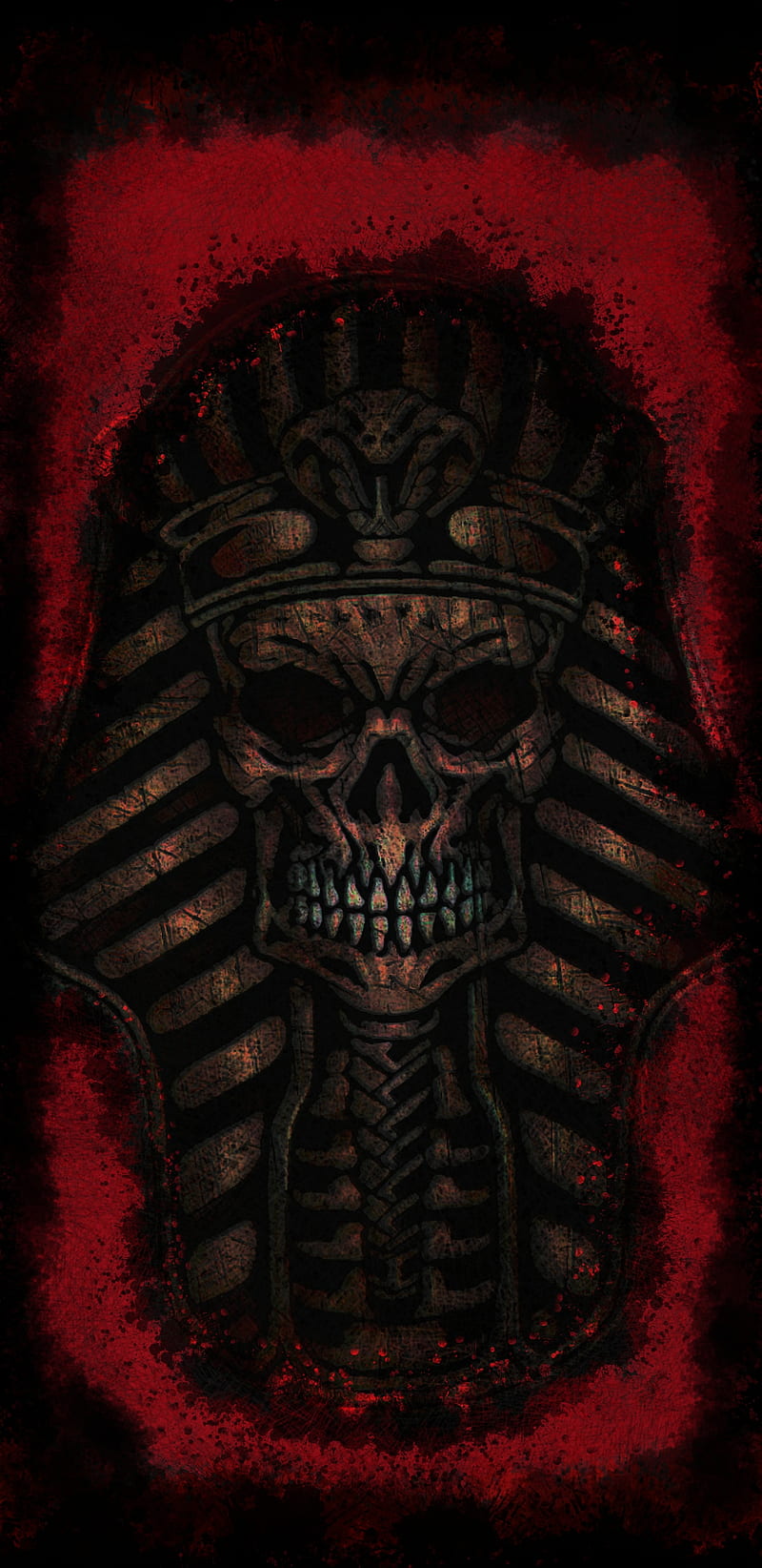 Pharaoh Skull, egypt, red, black, awesome, splatter, best, HD phone wallpaper