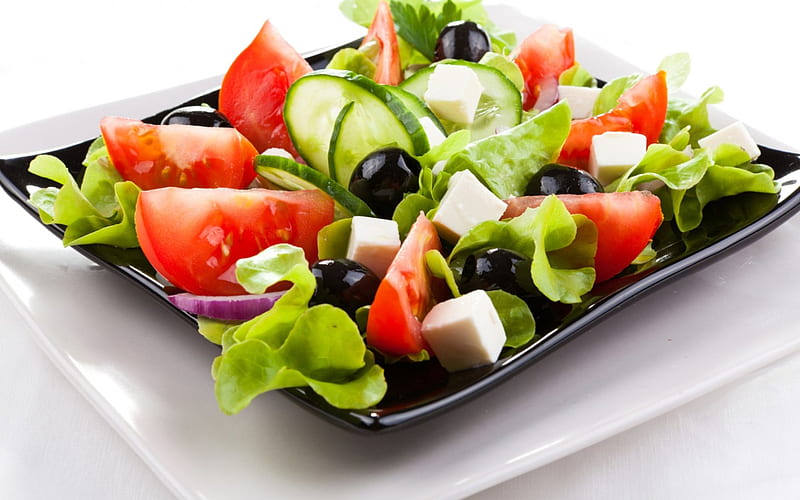 *** Fresh salad ***, food, fresh, plate, vegetables, salad, HD wallpaper