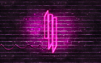 Skrillex red logo superstars, american DJs, red brickwall, Skrillex ...