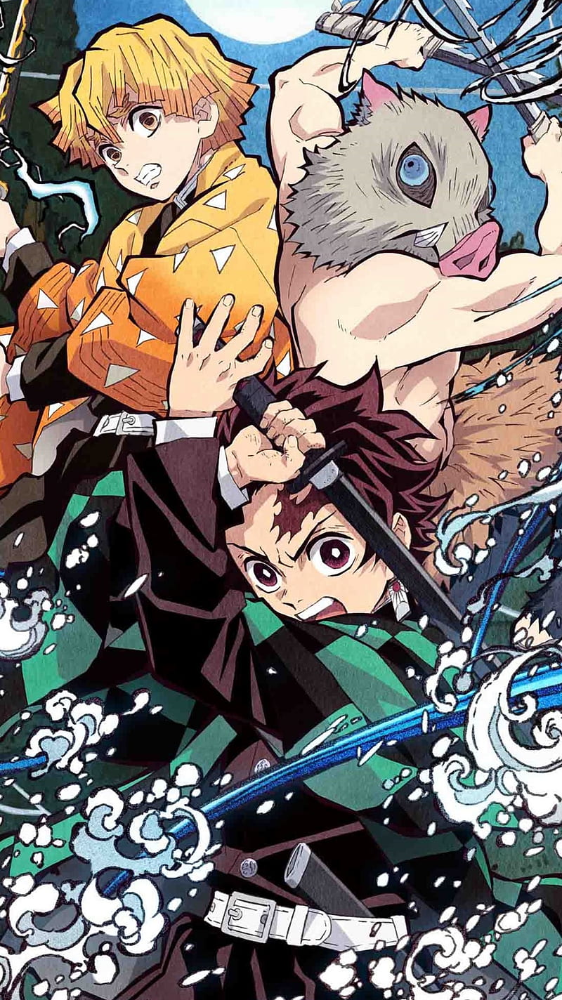 Tanjiro Inosuke Y Zenitsu De Kimetsu Stock Illustration 2053441322