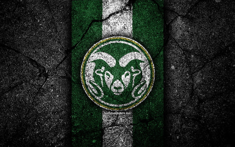 Colorado State Rams american football team, NCAA, green white stone, USA, asphalt texture, american football, Colorado State Rams logo, HD wallpaper