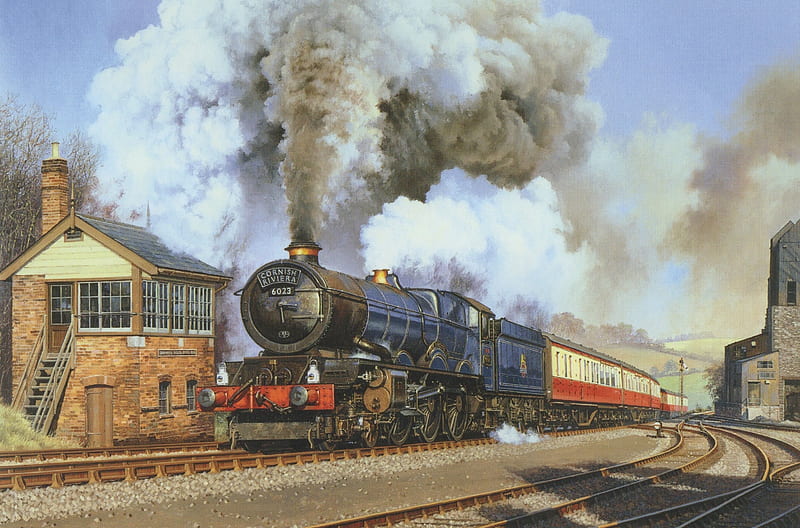 Cornish Riviera Express, railway, steam, smoke, trains, HD wallpaper