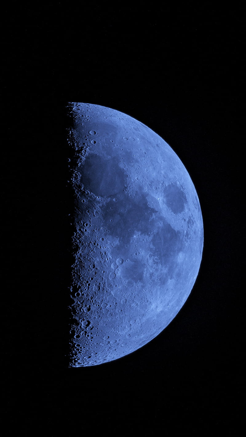 Full moon, space, galaxy, moonshine, blue, planet, black, dark, HD phone wallpaper