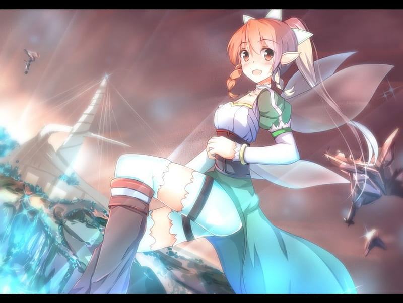 Suguha Kirigaya (Lyfa), cute, art, pretty, girl, anime, online, sword, HD wallpaper