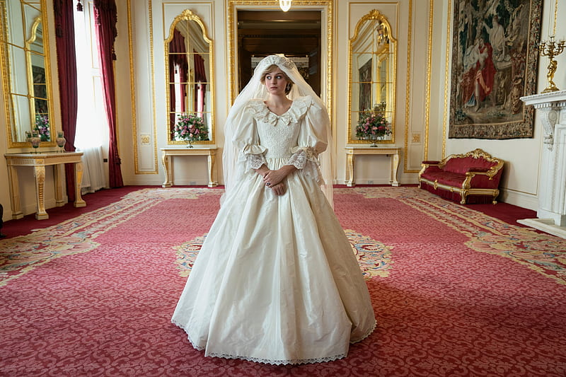 Emma Corrin as Princess Diana Wedding in The Crown, HD wallpaper