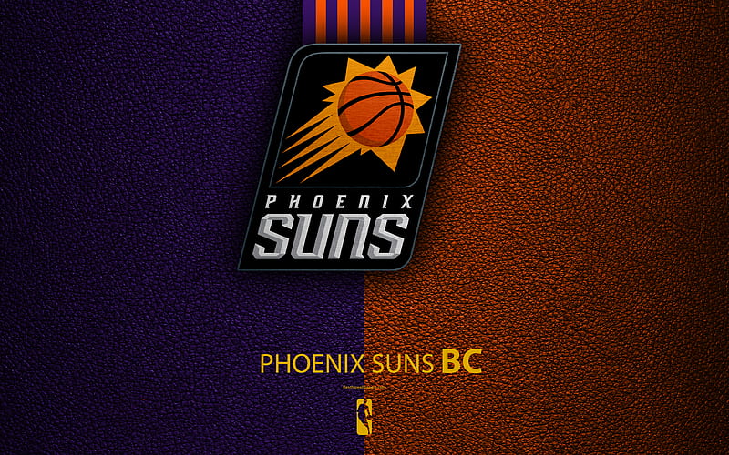 Phoenix Suns logo, basketball club, NBA, basketball, emblem, leather texture, National Basketball Association, Phoenix, Arizona, USA, Pacific Division, Western Conference, HD wallpaper