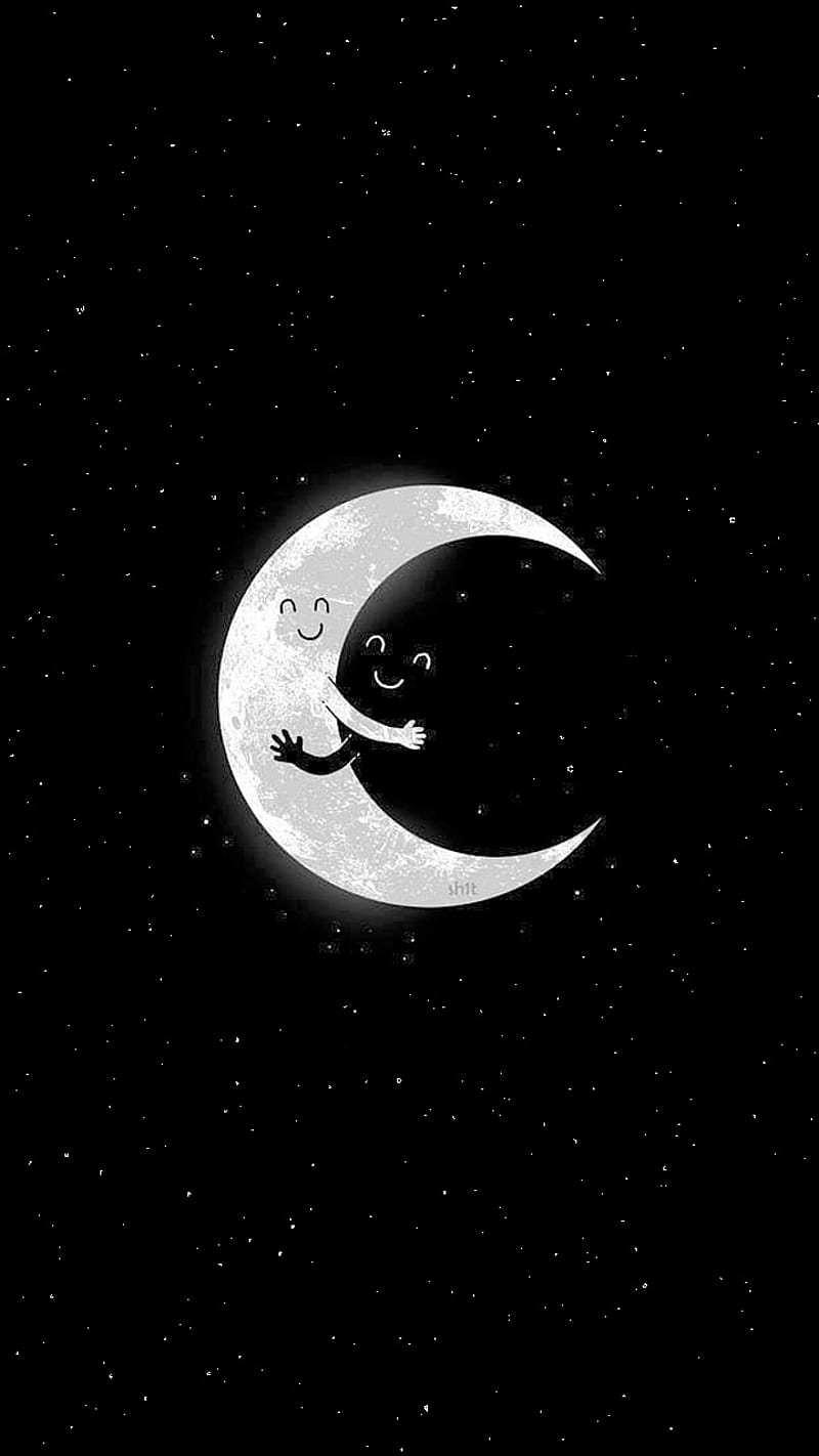 good night, moon hug, HD phone wallpaper