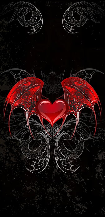 Gothic Heart, girly, pretty, red, HD phone wallpaper