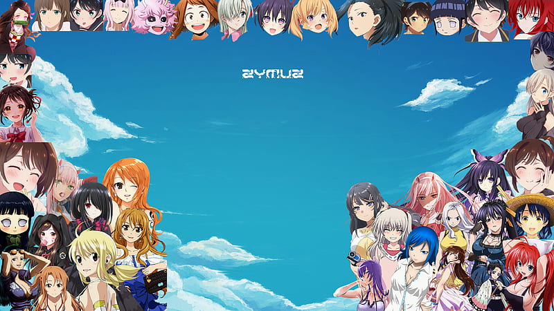 Waifu laptop skin , anime, fairytail, food wars, highschooldxd, laptopskin, naruto, one piece, rental girlfriend, sao, HD wallpaper