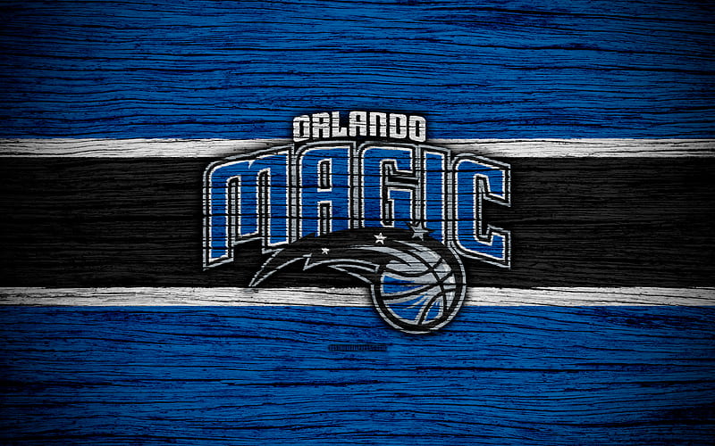 Orlando Magic, NBA, wooden texture, basketball, Eastern Conference, USA, emblem, basketball club, Orlando Magic logo, HD wallpaper