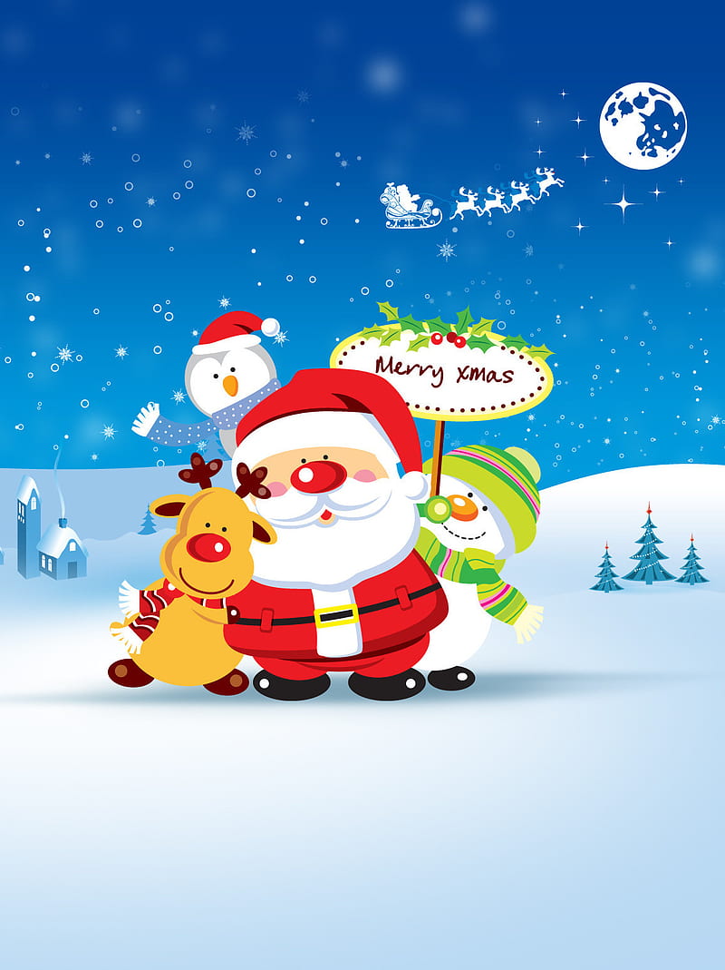 Merry xmas, christmas greetings, santa, HD phone wallpaper