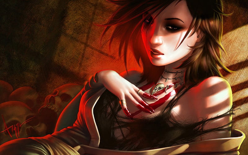 Hot vampire girl .jpg, vampire, girl, blood, HD wallpaper