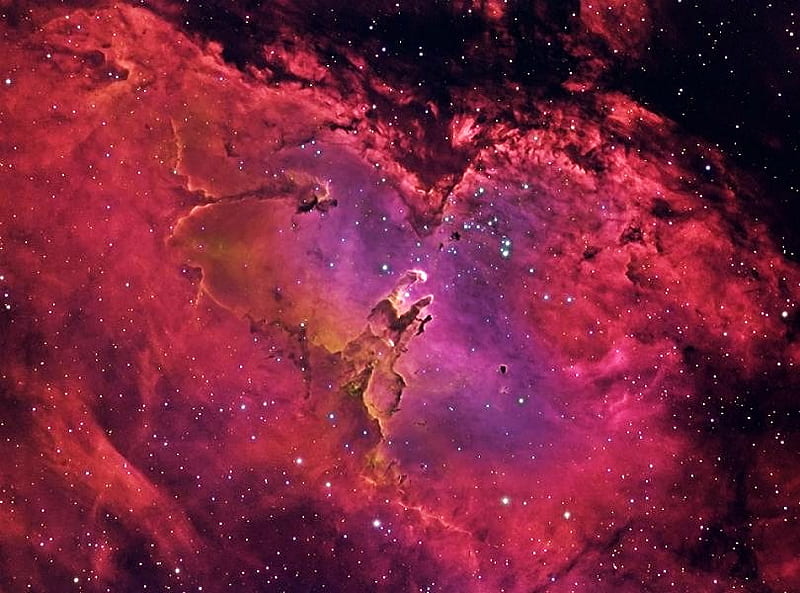 Yankee, red, stars, space gallaxy, purple, formation, black sky, light flashes, HD wallpaper