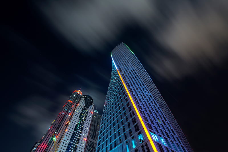 Buildings Skyscraper Dubai Nights , skycrapper, buildings, dubai, night, world, HD wallpaper