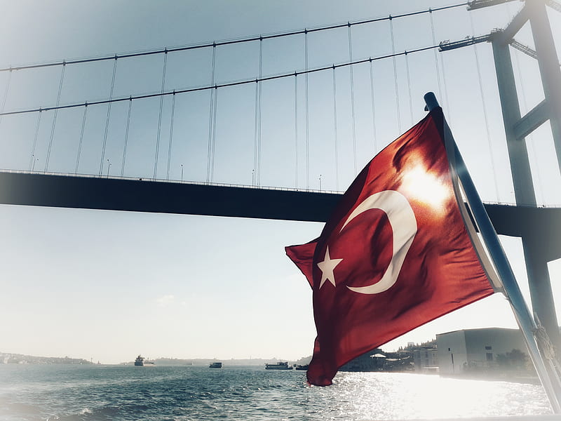 turk bayragi, deniz turkiye bayrak, manzara flag turkish doga, HD wallpaper