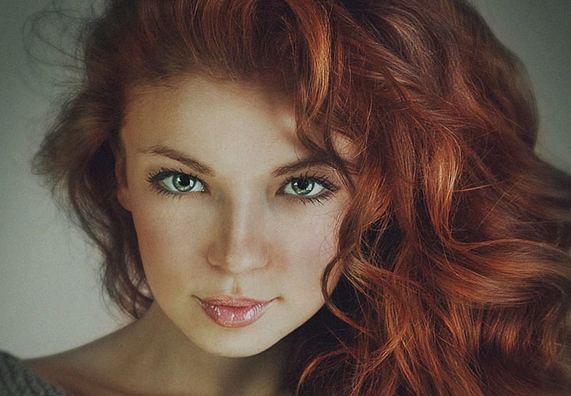 Green Eyes, red, hair, green, model, eyes, woman, HD wallpaper | Peakpx